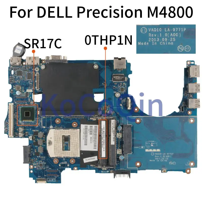 のdell precision M4800ノートブックメインボードCN-0THP1N 0THP1NノートパソコンのマザーボードVAQ10 LA-9771P SR17C DDR3