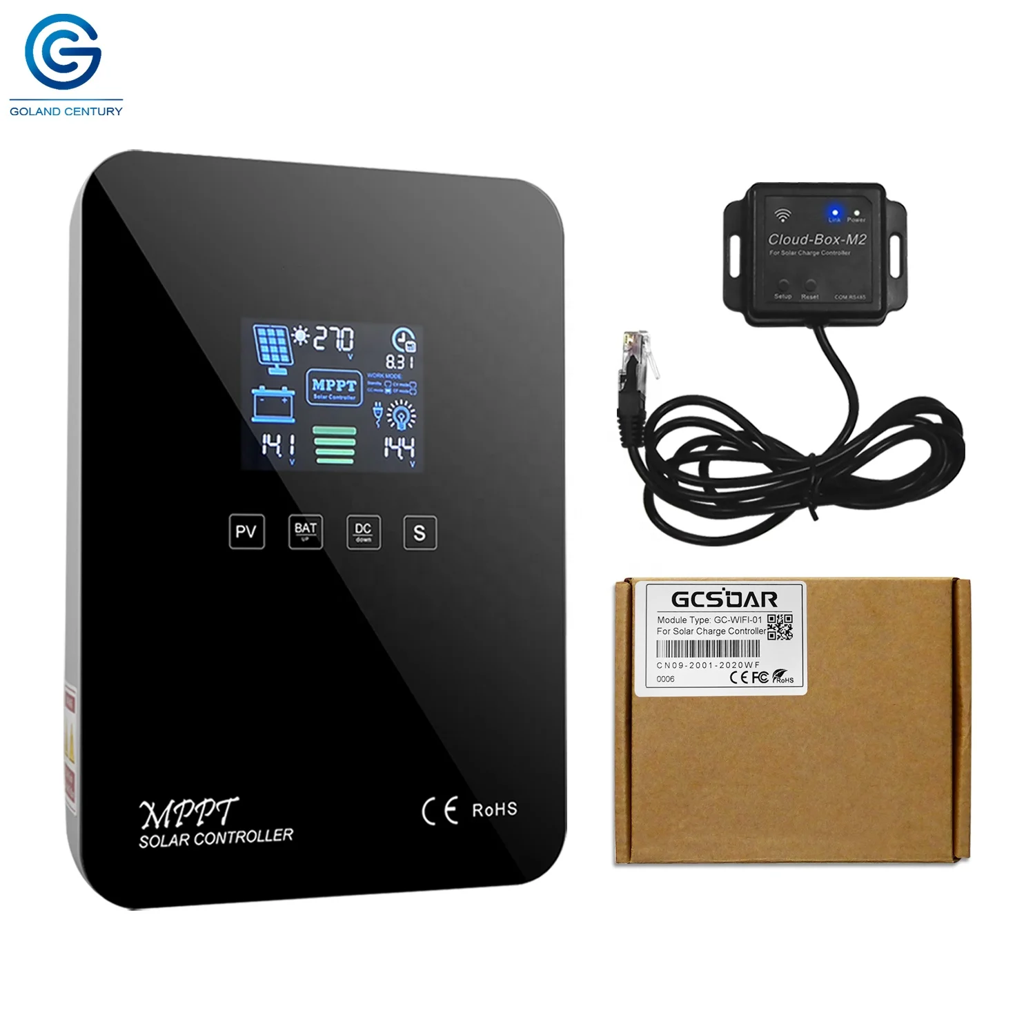 60A جهاز التحكم في الشحن بالطاقة الشمسية ، والاتصالات سهلة الاستخدام شحن بطارية ليثيوم أيون ، مع واي فاي الملحقات MPPT جهاز تحكم يعمل بالطاقة الشمسية ، وات