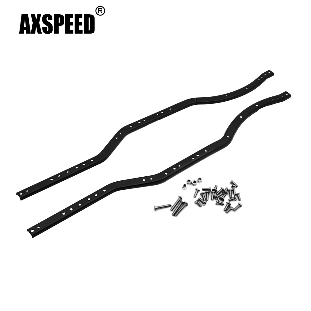 AXSPEED 2Pcs  Stainless Steel Black Girder Side Frame Chassis Rails for Axial SCX10 II 90046 90047 1/10 RC Crawler Car Parts