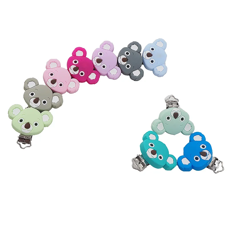 

Chenkai 50PCS Cute koala Silicone Pacifier Clip Animals holder Teethers For DIY Baby Nursing Soother Clips Chains Accessories
