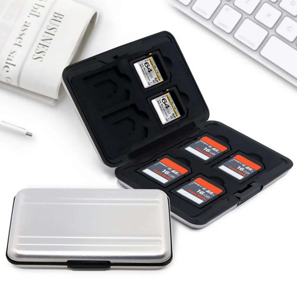 

8 Slots Aluminum SD Micro Digital Memory Card Case Holder Organizer Storage Box Media SD SDHC SDXC TF Card Case Storage