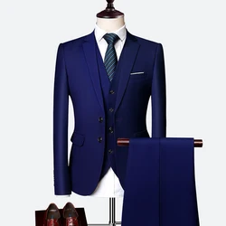 Traje de boda clásico para hombre, traje de negocios de 3 piezas, traje Formal coreano, vestido de esmoquin, traje de novio