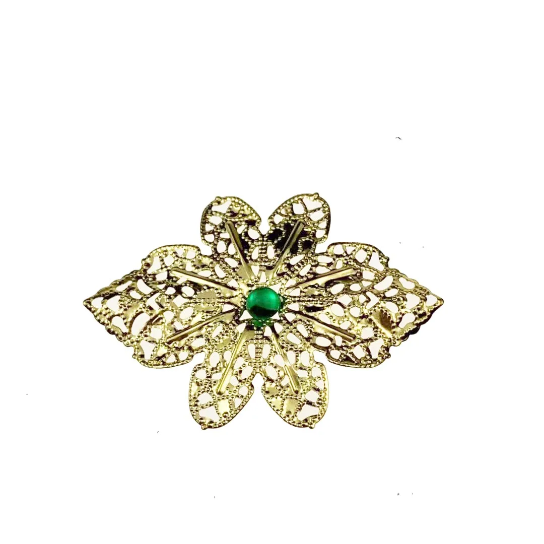 20pcs/lot 58x42mm Gold color/brozne Metal Filigree Flowers Slice Charms base Setting DIY Jewelry Components  cosplay Accessories