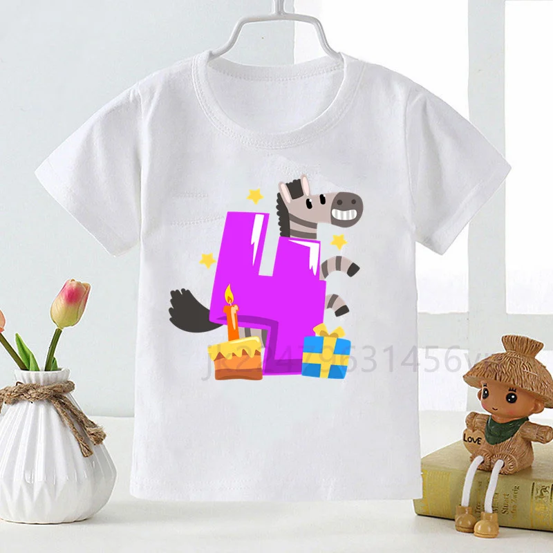 Baby Kids Cartoon Animal Birthday Number Name Print T Shirt Children Animal Birthday T-shirts Boy&Girl Funny Gift Tshirt Present