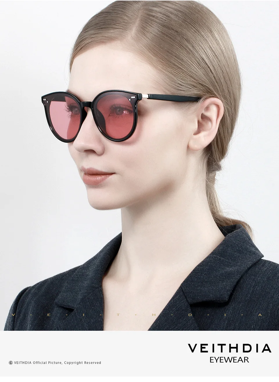 VEITHDIA Sonnenbrille Frauen Luxus Vintage Polarisierte Sonnenbrille Photochromen UV400 Cat Eye Damen Mode Brillen Weibliche K8520 – Detail 12