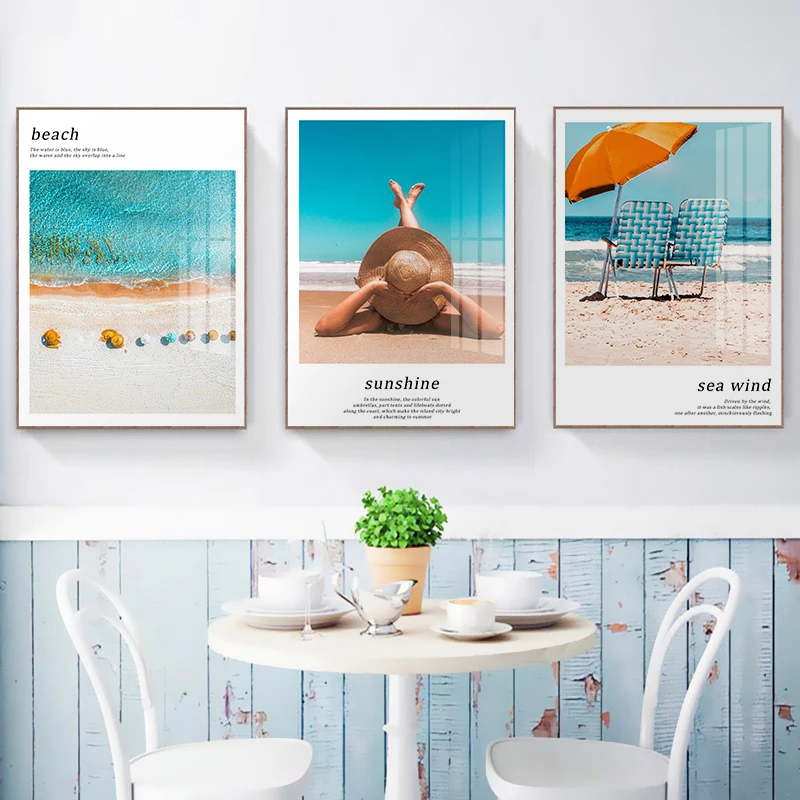 Tropical Beach Landscape Picture Azure Ocean Sunshine Poster Nordic Print Wall Art Canvas Painting for Living Room Home Decor