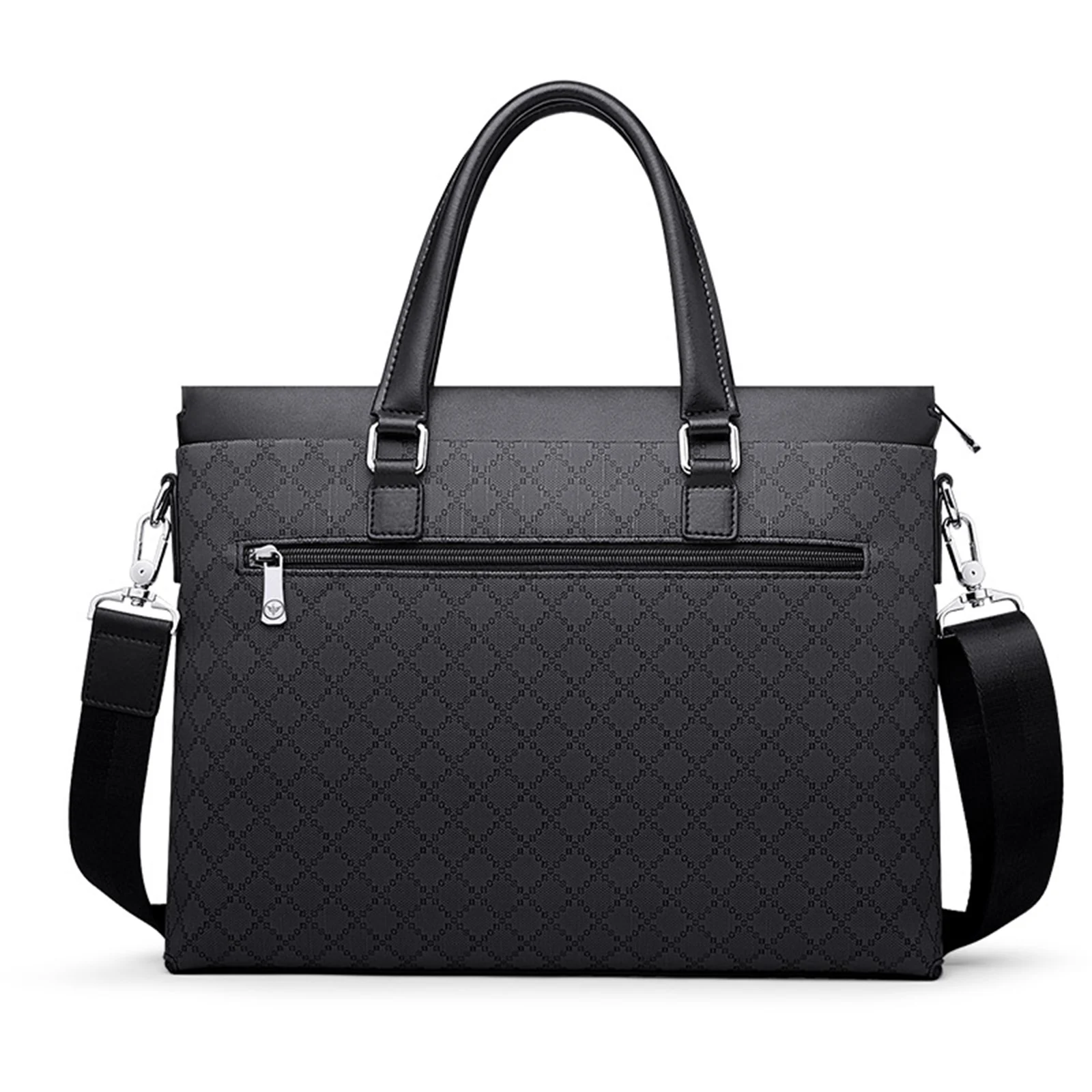 Men\'s Bag Business Casual Briefcase Leather PVC Male Shoulder Cross body Bag Laptop Travel Bag Grey