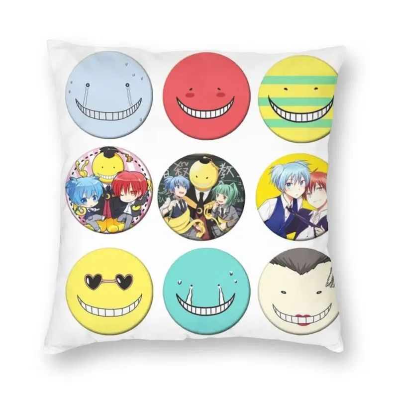 Assassination Classroom Faces Of Koro Sensei Cushion Cover 45x45 Decoration Print Cartoon Throw Pillow Case for Living Room