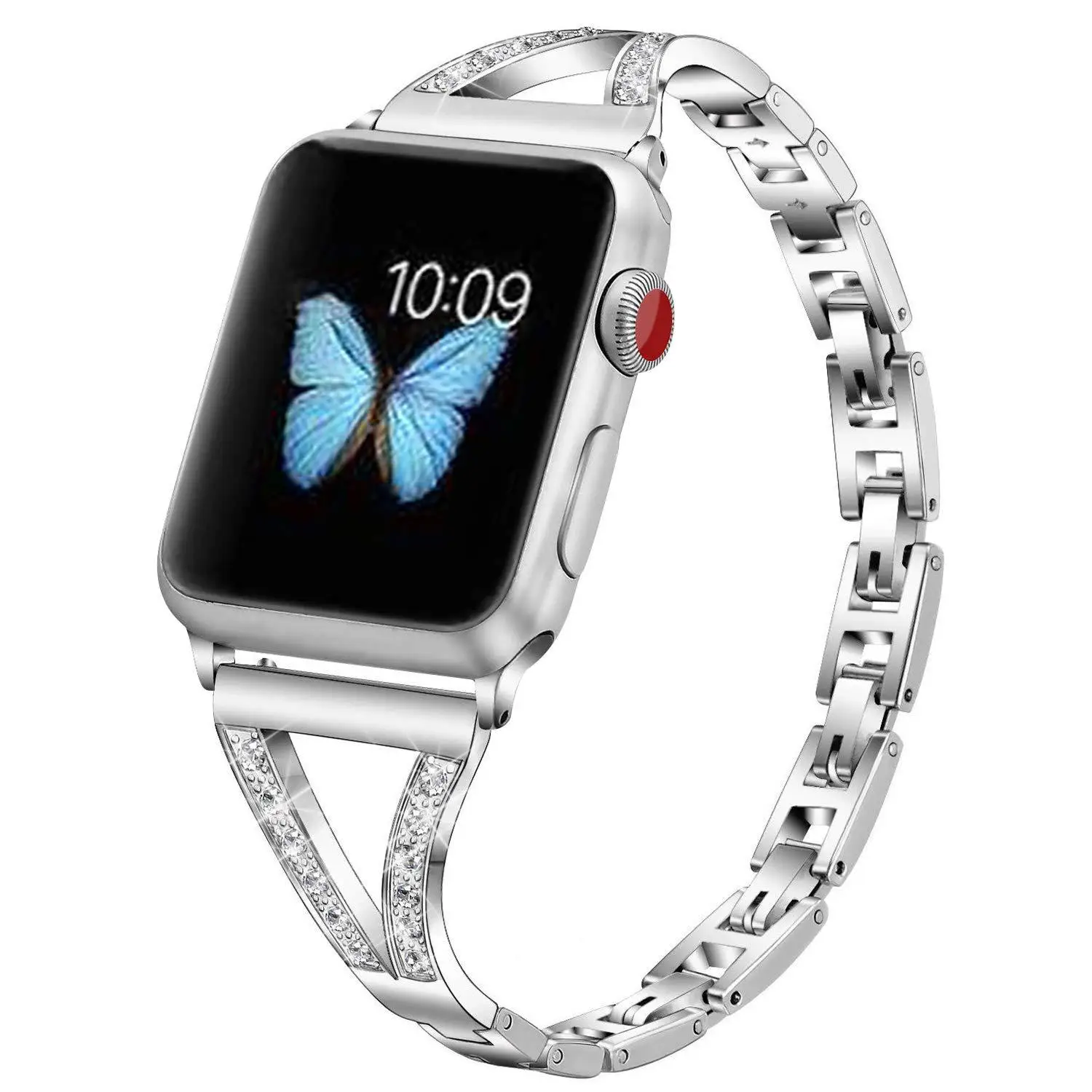 Bracelet de luxe en diamant pour apple watch 7, en acier inoxydable, 41mm, 45mm, pour iwatch 6 se 5 4 3 2 1, 40mm, 38mm, accessoires