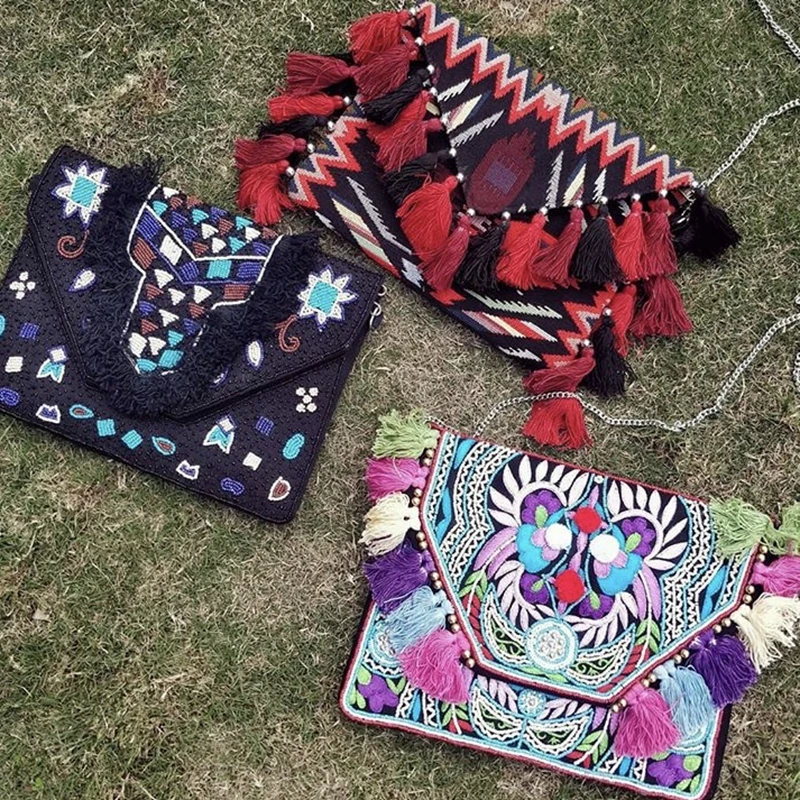 DOYUTIG di Marca di Estate Fresco Della Boemia di Disegno Indiani Fatti A Mano Borse Cross-body & Pochette Antico delle Donne del Ricamo Borse