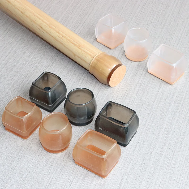 4Pcs Silicone Chair Leg Caps Rectangle Square Round Non-slip Table rubber feet Pads Protection Bottom Cover Pads Floor protector