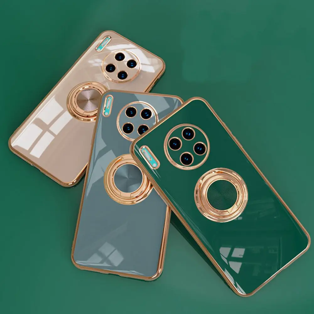 Ring Soft Case For Huawei Mate 20 30 Pro 20Pro 30Pro Case Anti-drop Golden Edge Cute Stand Cover For Huawei Mate30 Mate20 Case