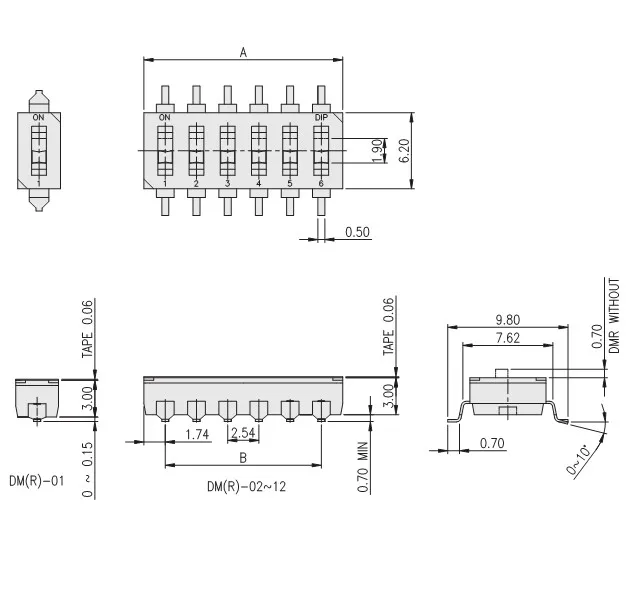 Interruptor de código de discagem 8 bits, interruptor de dedo, codificação, chave