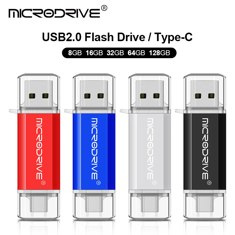 OTG USB Flash Drive 8GB 16GB for Android Phone 64GB pendrive 128gb 32GB type c pen drive Metal memory stick cle usb