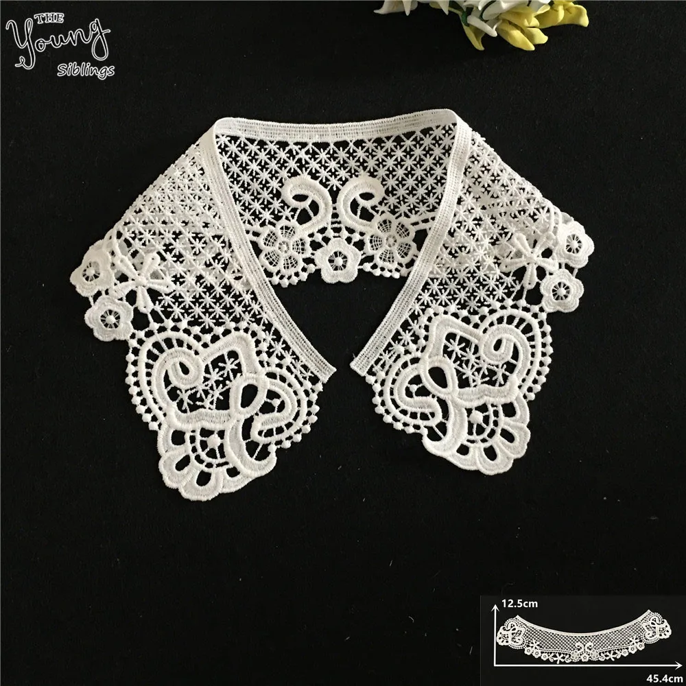 Nuovo Arriva Bianco Del Ricamo Del Fiore Del Merletto da Cerimonia Nuziale Del Neckline Del Collare Del Tessuto da Cucire Applique da Sposa Fai da