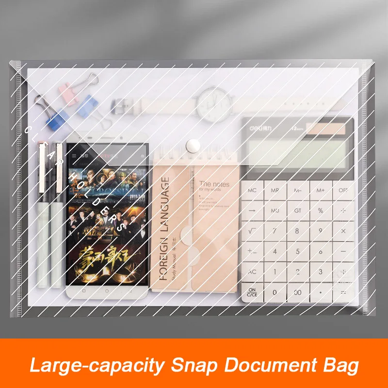 50pcs File Bag Transparent Plastic A4 Thickened Large-capacity Storage Bag Student File Information Pocket Folders Stationery