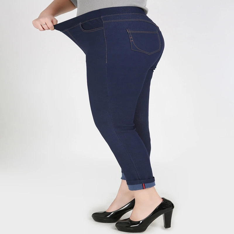 Fall/winter plus size casual jeans 9XL 8XL 7XL 6XL fashion new pants high waist elastic pocket elastic waist jeans.