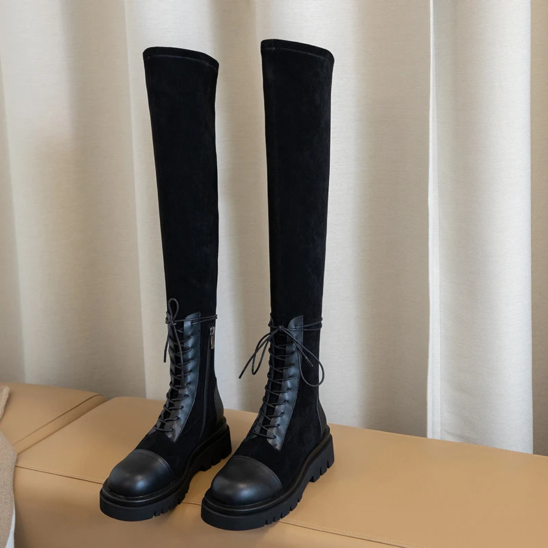 MORAZORA 2022 Big Size 33-43 Over The Knee Boots High Quality Pu Winter Women Boots Thick Heels Round Toe Ladies Shoes