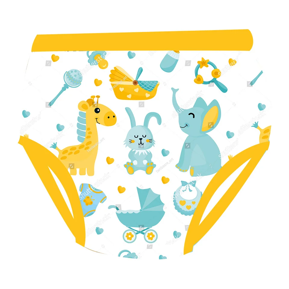 Culotte imperméable en coton imprimé dessin animé pour adulte, culotte d\'entraînement réutilisable pour nourrisson, sous-vêtement, couche-culotte