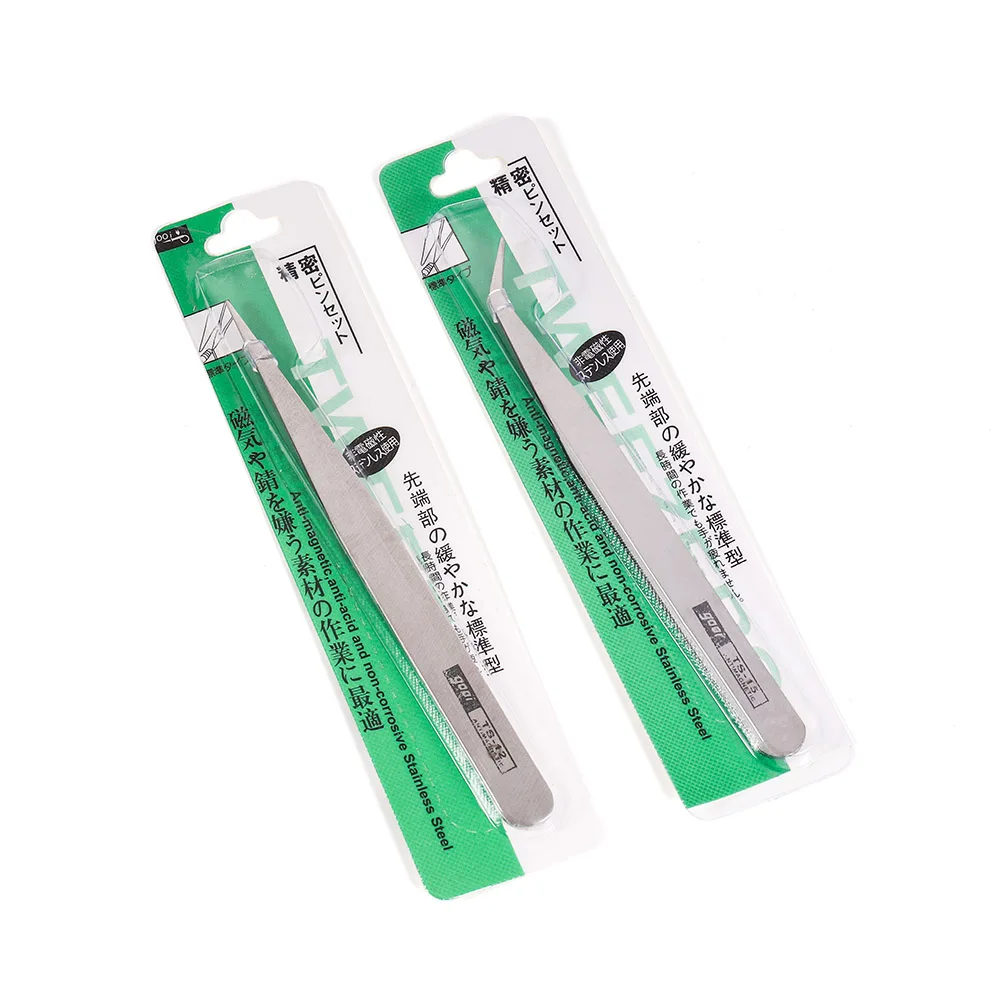 2pcs/lot Good Quality Anti-static Set Bend Straight Tweezers Set Stainless Steel  for  Jewerly Making Tools