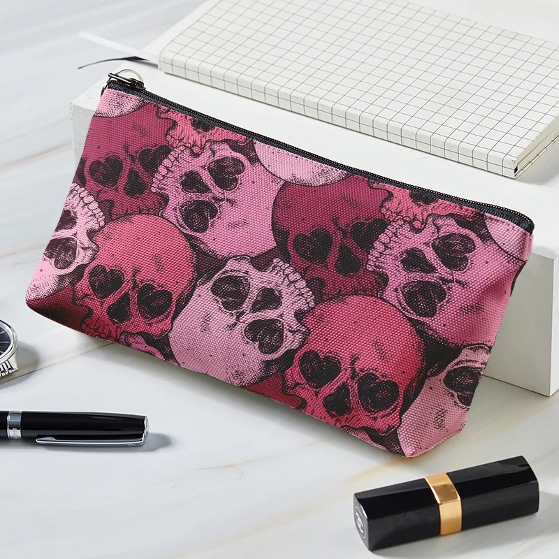 Funny Skull Print Cosmetic Bag Personality Makeup Bag For Women Travel Make Up Storage Pouch Female Portable Cosmetic Case