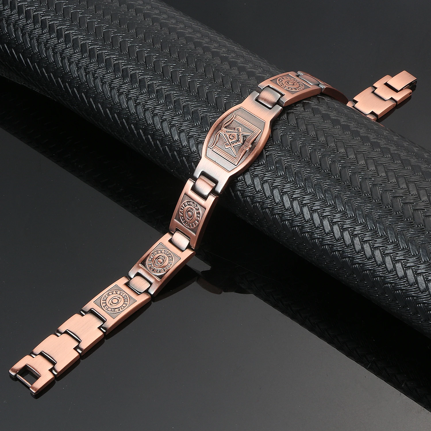 Pure Copper Bracelets for Men 15mm Health Energy Magnetic Therapy Bracelet Benefits Arthritis Relief Chain Link Bracelet Male