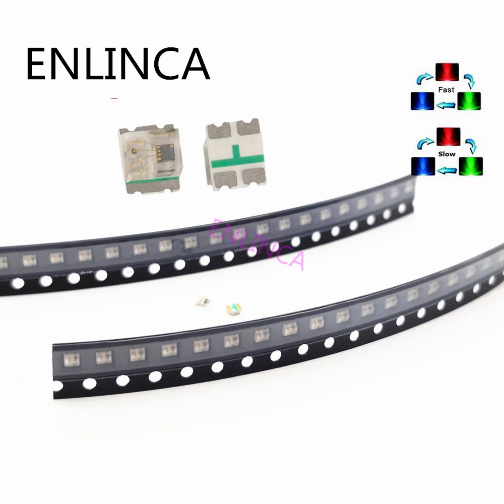 100Pcs 0807 Slow And Fast Flashing RGB SMD Led Lamp 0805 RGB Slow Fast Flash Diode Colorful Diodes DIY LED