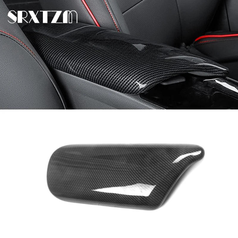 ABS Carbon Fiber Inner Armrest Box Decor Cover Trim For Toyota C-HR CHR 2016 2017 2018 2019