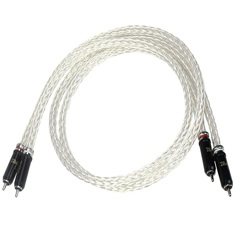 Hi-End 8AG Silver Plated OCC 16 Strands Audio Cable With WBT-0102Ag  RCA Plug Cable HIFI 2RCA TO 2RCA Cable