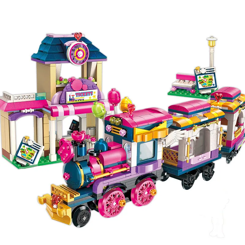 Enlighten Building Block Girls Happy Little Train 4 Figures 690pcs Educational Bricks Toy For Girl Gift