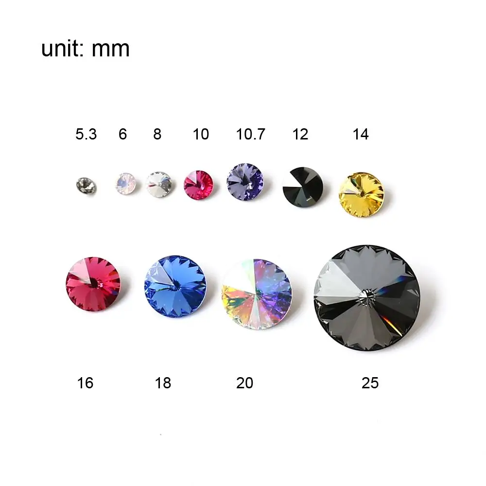 Crystal Diamonted Strass Rivoli Stones K9 Glass Rhinestone For Clothing Nail Art Decorations Gule On Garment Crystal Applique