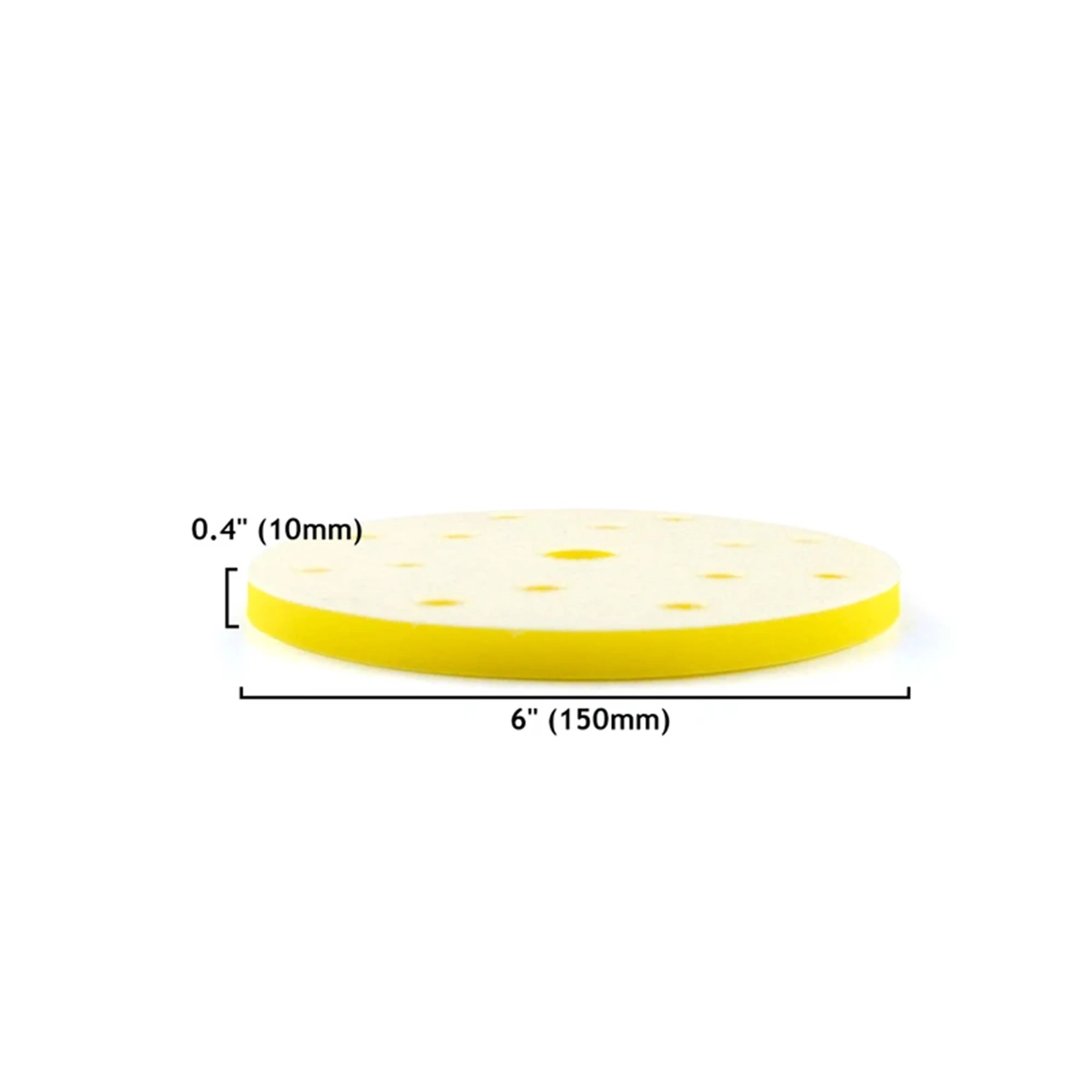 6inch 150mm 15-Hole Soft Sponge Yellow Flat Hook & Loop Surface Protection Interface Buffer Backing Pad