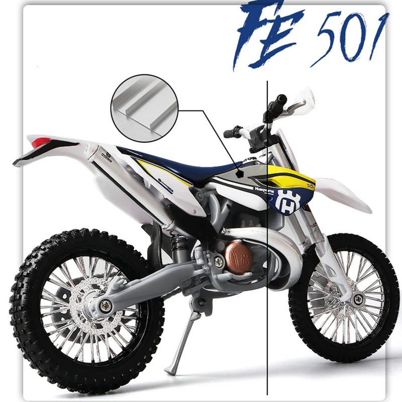 Maisto 1:12 Husqvarna FE 501, coche de motocicleta de campo traviesa de aleación, modelo de motocicleta de carreras de simulación, Colección,