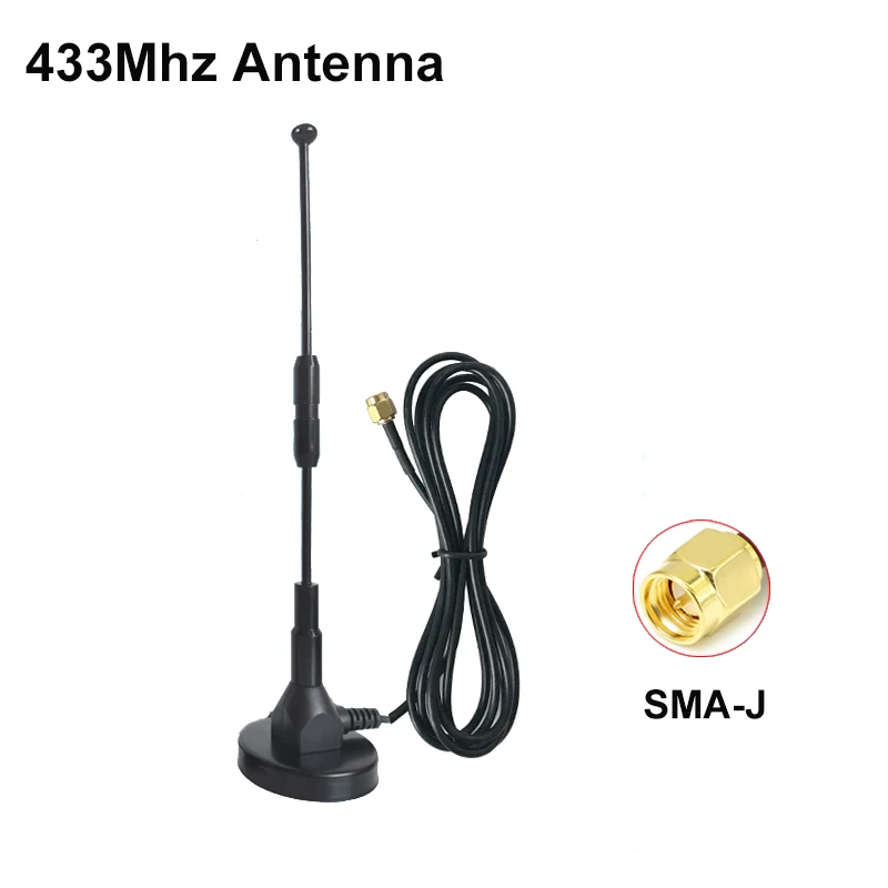 1PCS 433Mhz Omni Antenna Lora 3M Cable Suction cup magnet SMA-J Antenna Strong high Gain 35dBi For Data Transmission Module 433M