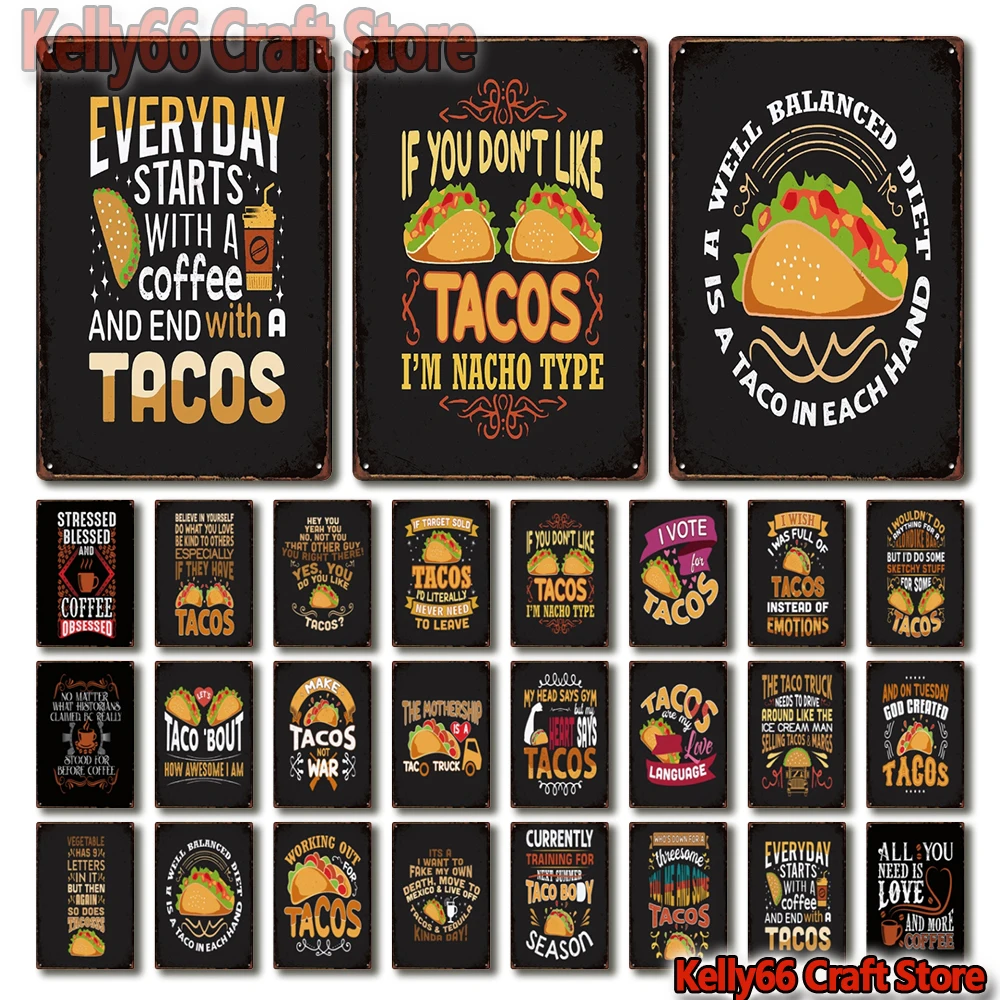 

[ Kelly66 ] Tacos Are My Love Language Coffee Tin Poster Metal Sign Man Cave Home Decor Wall Art Painting 20*30 CM Size LA-29