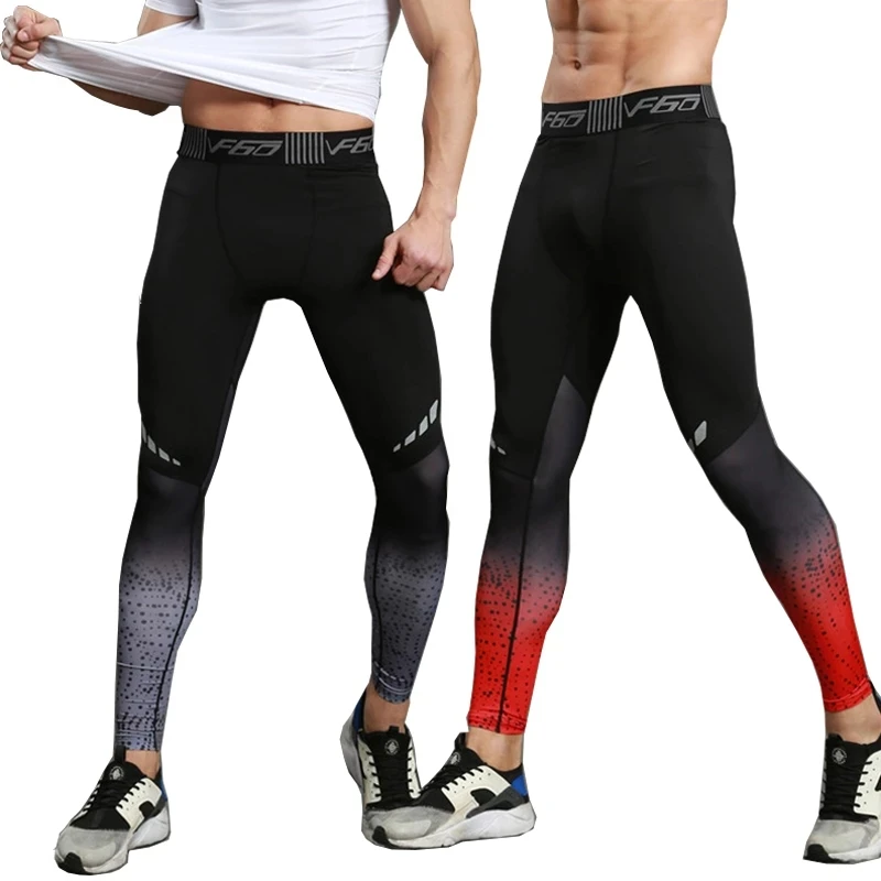 Pantalones de compresión de secado rápido para hombre, mallas ajustadas para Fitness, correr, entrenamiento, deporte, gimnasio