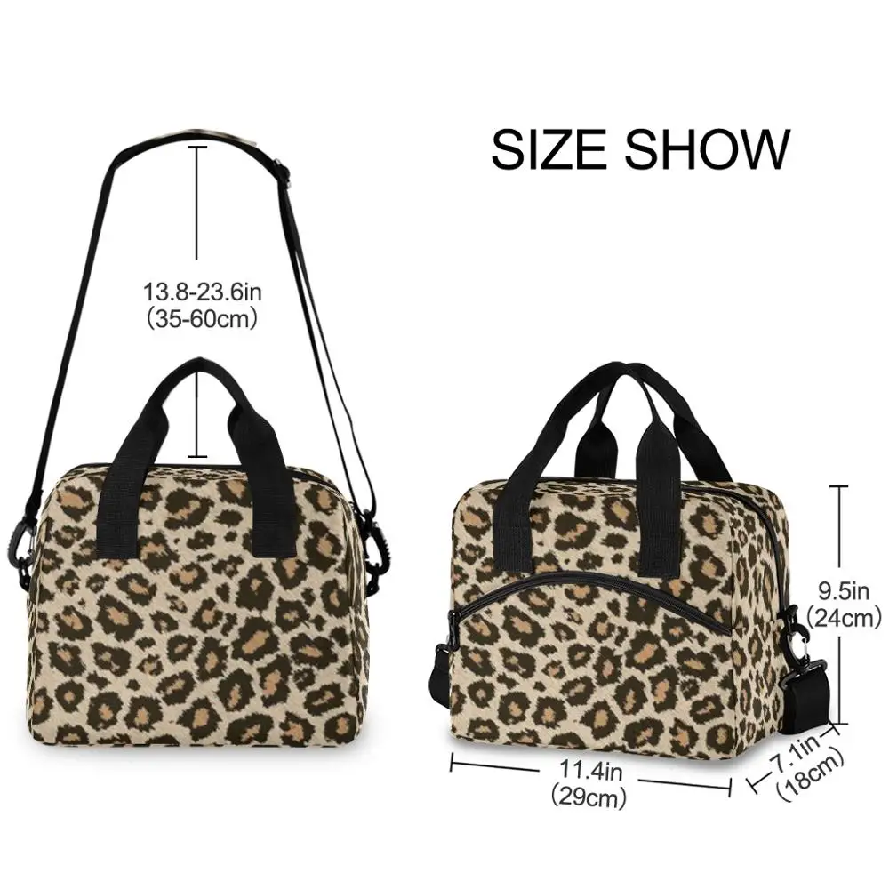 ALAZA Men Women New Insulation Thermal Lunch Bag Fresh Keeping Large Leopard Printed Tote Box Portable One Shoulder Cooler Bags