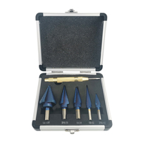 ALLSOME 6Pcs HSS Nano Blue Coated Step Drill Bit With Center Punch Set Hole Cutter Drilling Tool HT2887