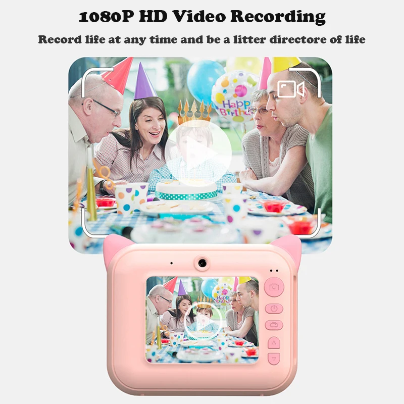 Children Camera Instant Print Camera for Kids Camera HD 1080P Digital Camera with Photo Paper Birthday Gift Toy Camera for Child