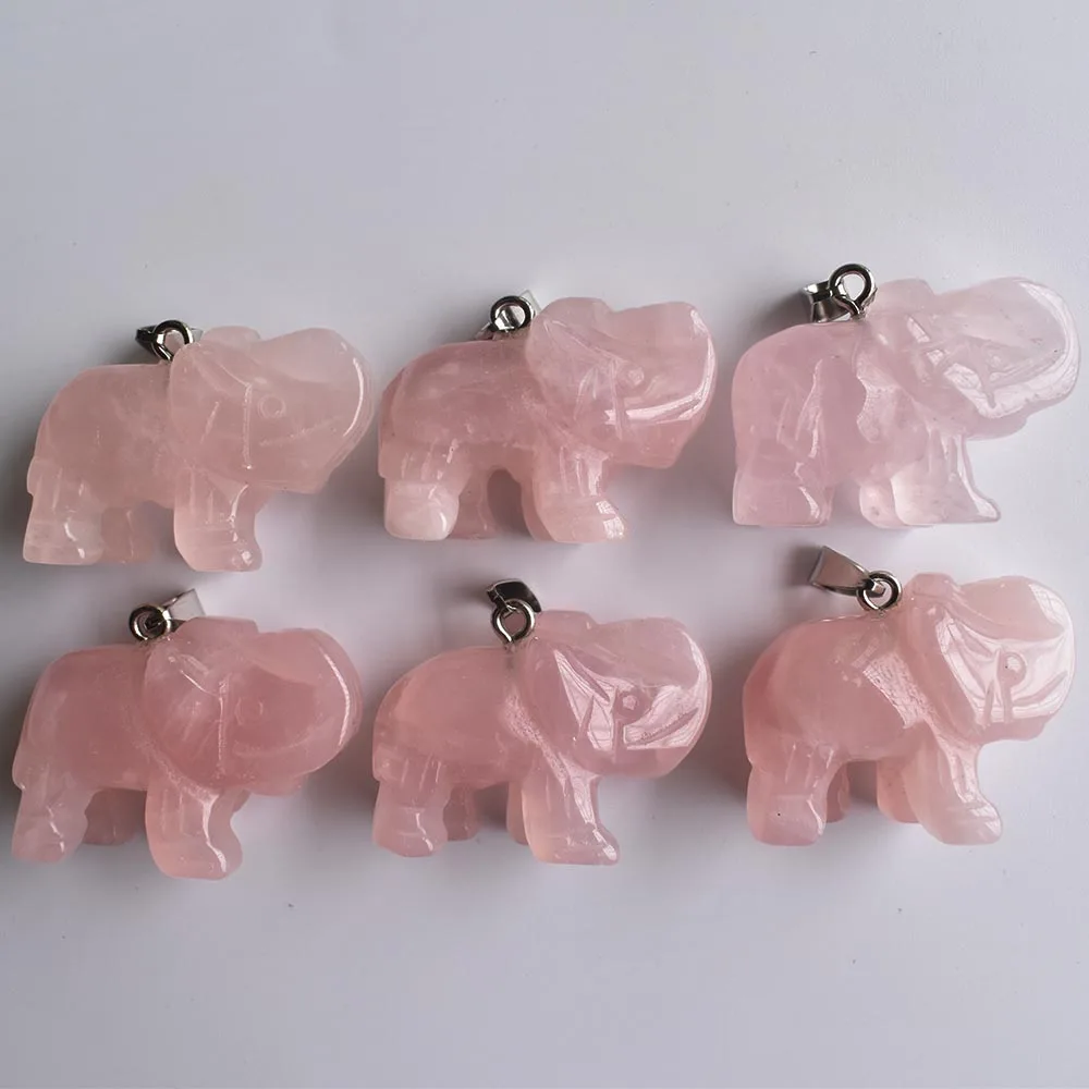 Wholesale 6pcs/lot hot sale top quality Carved natural stone elephant charms crystal pendants fit jewelry making free shipping