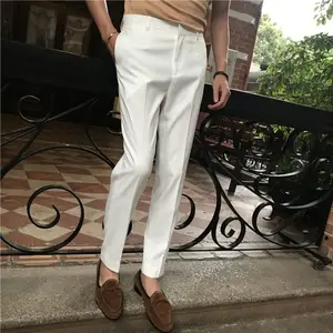 Men 2021 Spring Fashion Business Casual Slim Fit Pants Men Formal Wear Straight Trousers Male Solid Color Long Pants O112