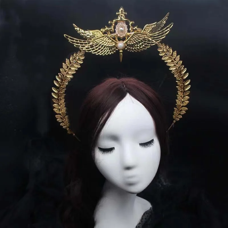 DIY Kit Non Finished Product Virgin Gothic Mary Halo Crown Headband Headpiece Headdress For Photograph  Props