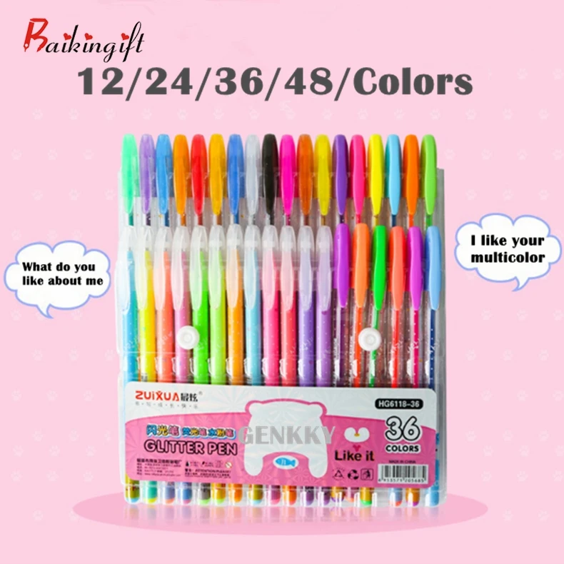 

12/24/36/48/Set Colors Gel Pens Set Glitter Gel Pen For Adult Coloring Books Journals Drawing Doodling Art Markers Set