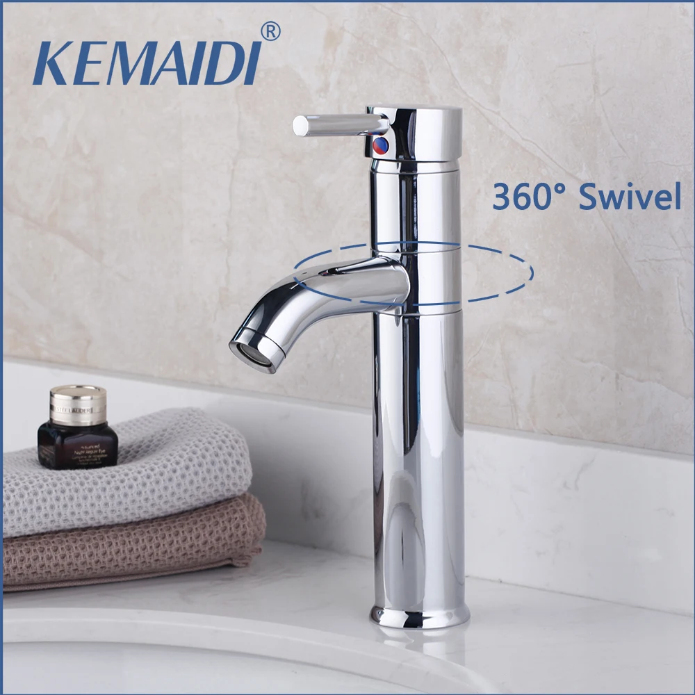 

KEMAIDI Bathroom Basin FaucetsChrome Finished faucet Stainless Steel Faucet 360 Swivel Hot Cold Mixer Tap Single Lever