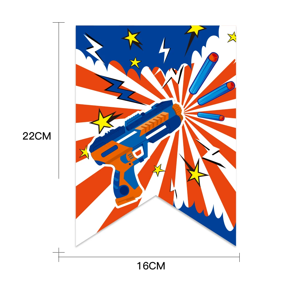 Dart War Happy Birthday banner for Nerf Series Blasters Xmas Kid Children Gift for Nerf Party