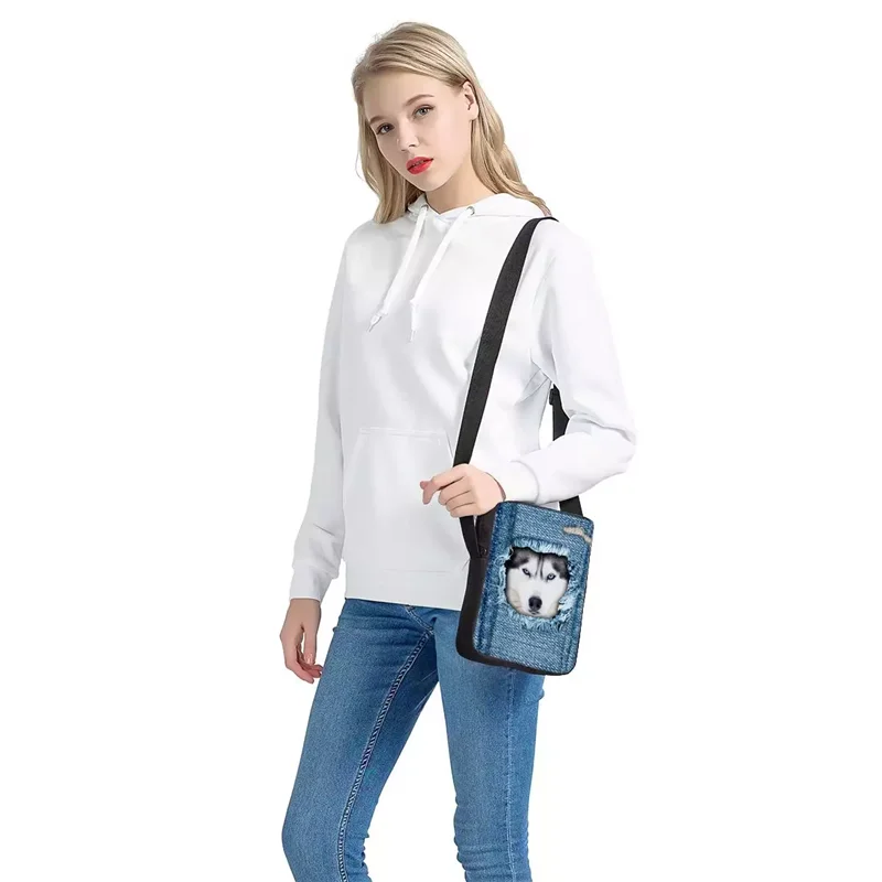 Sacos de mensageiro animal para meninas meninos cavalo 3d impressão mini crossbody saco moda feminina casual bolsa ombro