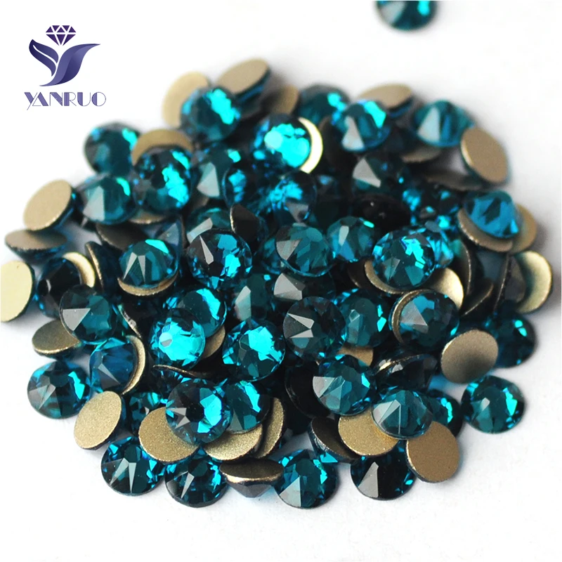 YANRUO 2088NoHF All Sizes Blue Zircon Flat Back Strass DIY Nail Art Glass Rhinestones Non Hotfix Crystals For Decoration