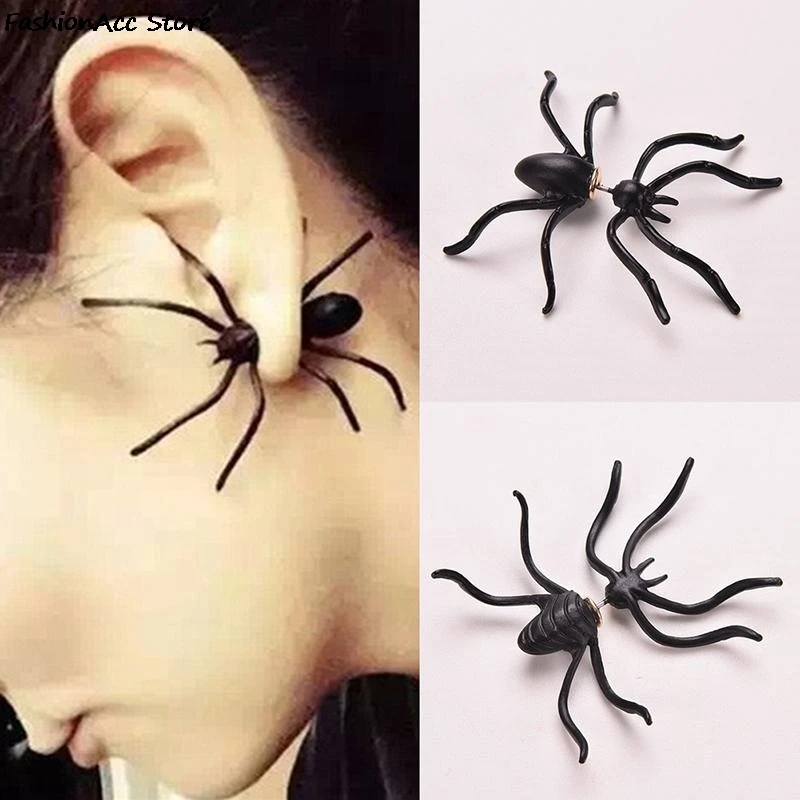 1Pcs Personality Exquisite Piercing Charm Ear Studs Extraordinary  Trendy Spider Romance Black Earrings Jewelry