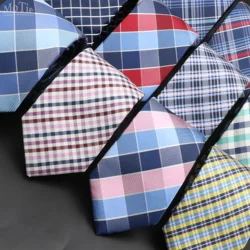 New Jacquard Woven Neck Tie For Men Classic Plaid Ties Polyester Necktie Wedding Business Party Formal Neck Suit Tie Accessories