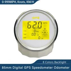 New 52mm/85mm Waterproof Digital GPS Speedometer Odometer For Auto Marine Truck With 8 Colors Backlight 9-32V